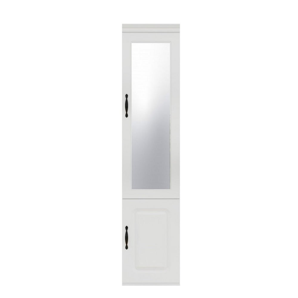 HomeRoots 71" White Wood Mirrored Two-Door Combo Dresser - Modern Storage Solution with Full-Length Mirror & Shelves 617969