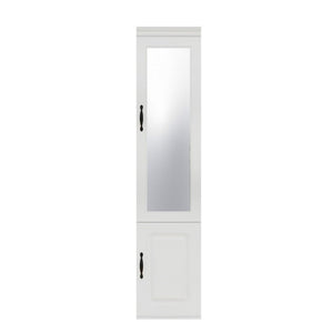 HomeRoots 71" White Wood Mirrored Two-Door Combo Dresser - Modern Storage Solution with Full-Length Mirror & Shelves 617969