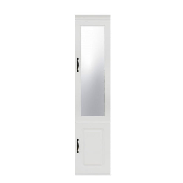 HomeRoots 71" White Wood Mirrored Two-Door Combo Dresser - Modern Storage Solution with Full-Length Mirror & Shelves 617969