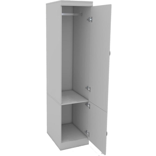 HomeRoots 71" White Wood Mirrored Two-Door Combo Dresser - Modern Storage Solution with Full-Length Mirror & Shelves 617969
