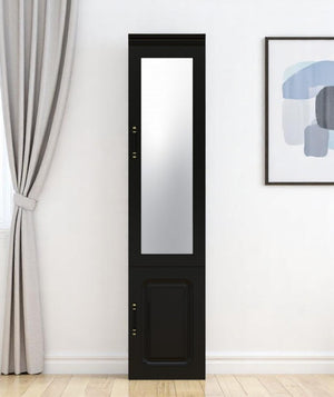 HomeRoots 71" Sleek Black Wood Two-Door Combo Dresser with Mirror – Modern Storage Solution for Any Space 617970