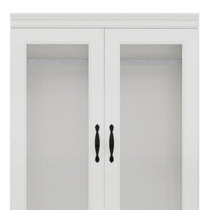 HomeRoots 71" White Wood Combo Dresser with Ribbed Glass Doors – Stylish Storage Solution for Any Room 617971