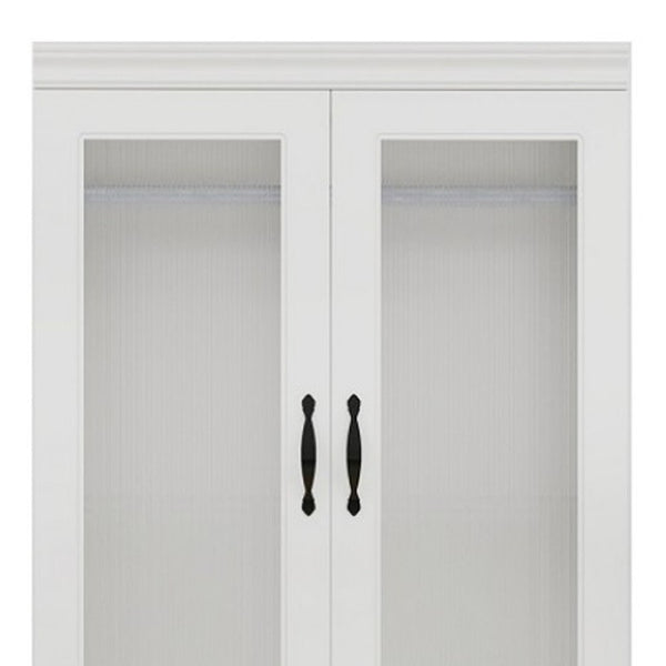 HomeRoots 71" White Wood Combo Dresser with Ribbed Glass Doors – Stylish Storage Solution for Any Room 617971
