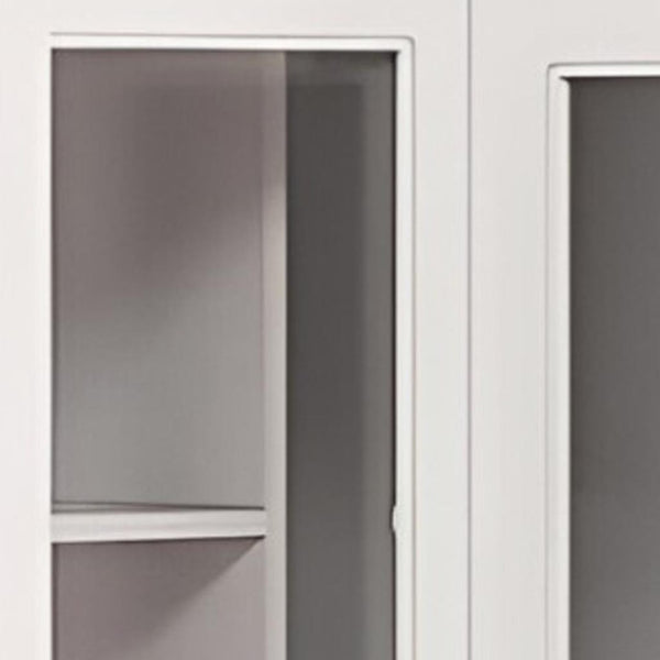 HomeRoots 71" White Wood Corner Combo Dresser - Stylish Storage Solution with Mirror, 4 Doors & 9 Shelves! 617973