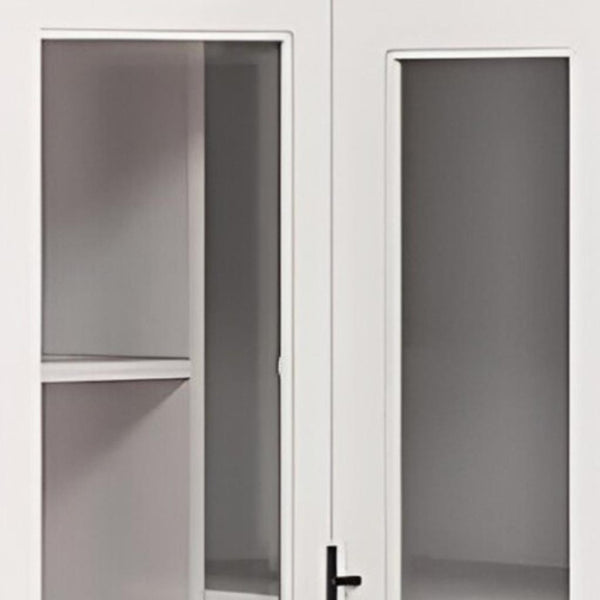 HomeRoots 71" White Wood Corner Combo Dresser - Stylish Storage Solution with Mirror, 4 Doors & 9 Shelves! 617973