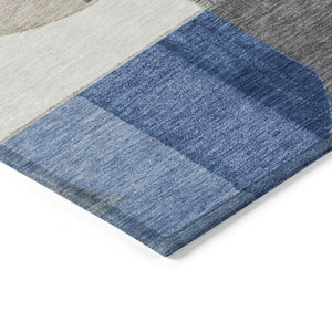 HomeRoots 5' Stylish Blue Gray and Ivory Geometric Area Rug - Modern Washable Design for Indoor/Outdoor Use 5' X 8' 617975