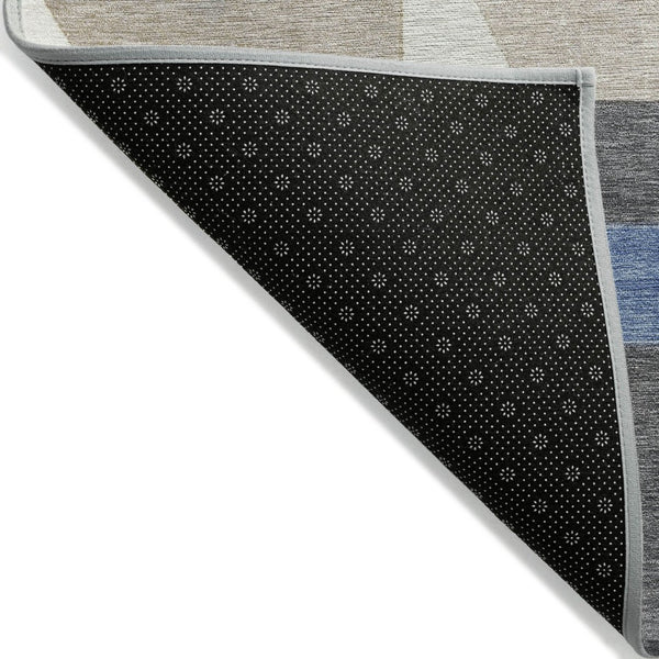 HomeRoots 5' Stylish Blue Gray and Ivory Geometric Area Rug - Modern Washable Design for Indoor/Outdoor Use 8' X 10' 617977