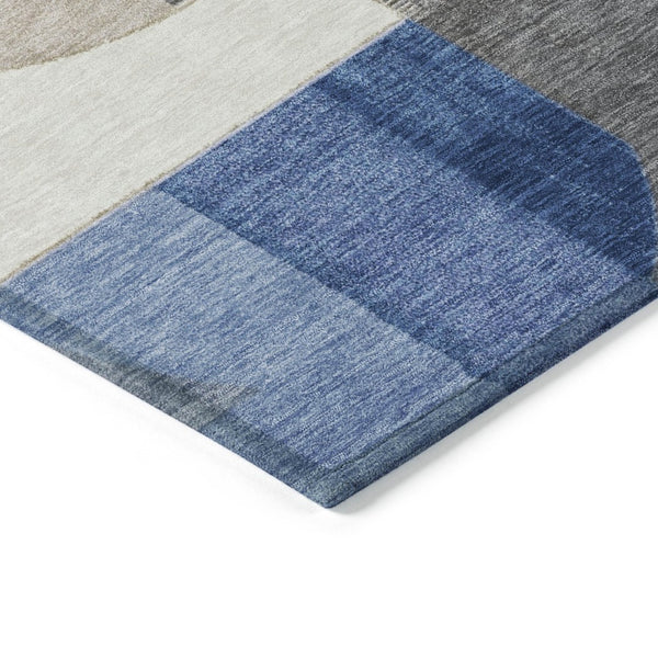 HomeRoots 5' Stylish Blue Gray and Ivory Geometric Area Rug - Modern Washable Design for Indoor/Outdoor Use 8' X 10' 617977