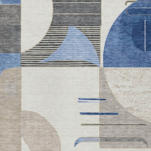 HomeRoots 5' Stylish Blue Gray and Ivory Geometric Area Rug - Modern Washable Design for Indoor/Outdoor Use 8' X 10' 617977