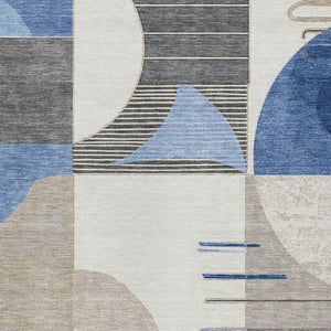 HomeRoots 5' Stylish Blue Gray and Ivory Geometric Area Rug - Modern Washable Design for Indoor/Outdoor Use 9' X 12' 617978