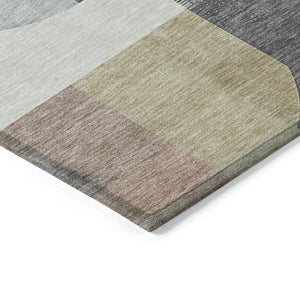 HomeRoots 5' Modern Rust Gray and Ivory Geometric Indoor Outdoor Area Rug for High-Traffic Spaces, Washable 8' X 10' 617995