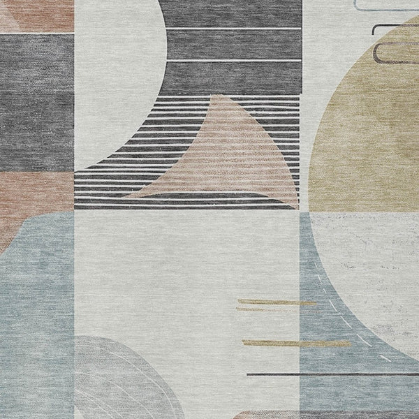 HomeRoots 5' Modern Rust Gray and Ivory Geometric Indoor Outdoor Area Rug for High-Traffic Spaces, Washable 10' X 14' 617997