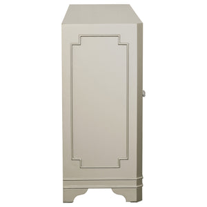 English Elm Adriane Glam Champagne 4-Door Accent Cabinet with Smoked Mirror, Silver Trim & Crystal Knobs B062P353473