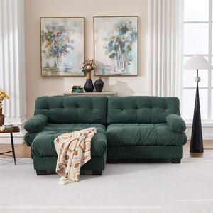 English Elm Modular Cloud Sectional with Ottoman Deep Seat Flannelette Sofa for Living Room Green W2120S00023