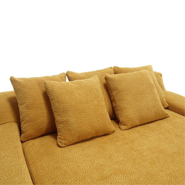 English Elm COOLMORE Chenille 2-Seater Lazy Sofa with 5 Supportive Back Pillows, Deep Seat Couch for Lounge Mustard yellow W395P197934