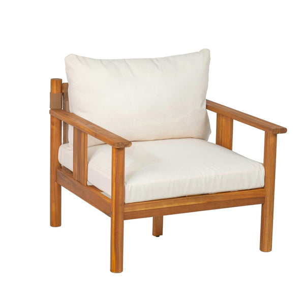 English Elm Patio Acacia Wood Club Chair with Textilene Back and Cushion for Outdoor Decks N776P369380W