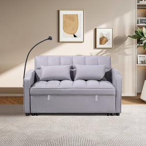 English Elm 1 Suede Futon Sofa Bed with Adjustable Backrest Usb Port and Swivel Phone Stand W3739P434532