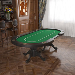English Elm 96" Oval Casino Poker Table Seats 10 with Speed Cloth Felt Vinyl Armrest Cup Holders Green W2748S00025