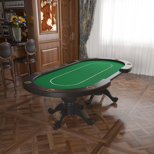English Elm 96" Oval Casino Poker Table Seats 10 with Speed Cloth Felt Vinyl Armrest Cup Holders Green W2748S00025