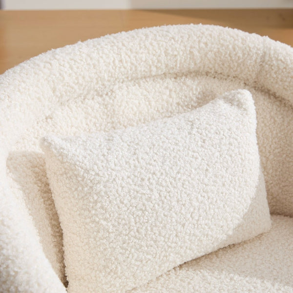English Elm Swivel Barrel Chair Plush Teddy Fabric Pumpkin Silhouette for Living Room or Bedroom W3244P288825