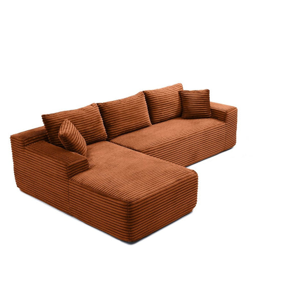 English Elm 105'' Modular L-shape Sectional Corduroy Couch Deep Seated Cloud Comfort Living Room W1117S00386