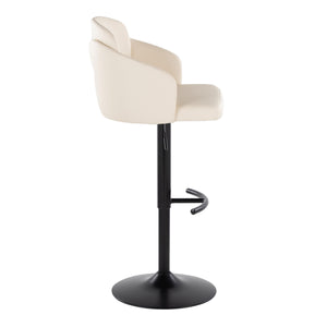 English Elm Dahlia Modern Adjustable Barstool Set Of 2 - Cream Faux Leather & Black Metal With 360° Swivel B202S00810