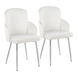 English Elm Dahlia Modern Dining Chairs Set Of 2 - Cream Velvet With Chrome & Gold Accents For Stylish Dining B202S01203