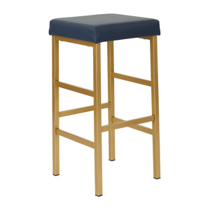 OSP Home Furnishings 30" Gold Backless Stool Blue