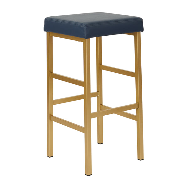 OSP Home Furnishings 30" Gold Backless Stool Blue