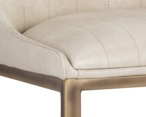 Sunpan Halden Dining Chair Set of 2 – Urban Style with Bold Stitching and Rustic Bronze Steel Frame Bravo Cream