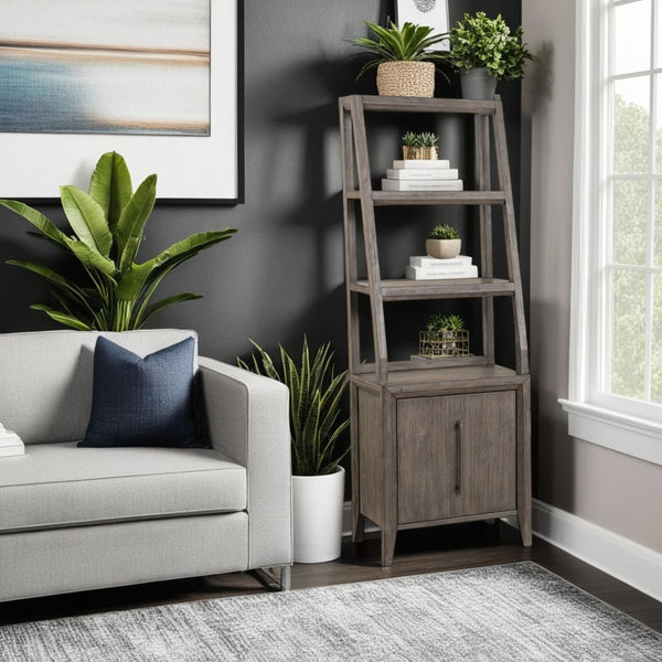 English Elm Avana 72 Inch Pier Cabinet Acacia Veneer Open Shelving Fully Assembled Study Storage B108P468530