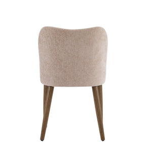 English Elm Dining Chair Set of 2 Mid-century Walnut Wood Frame Upholstered Seat and Back Apricot Cream N771P237036V