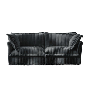 English Elm Modern Slipcovered 2-Seat Sofa Couch In Gray Corduroy – Stylish, Comfy, Easy-Care Design For Small Spaces W3041S00215