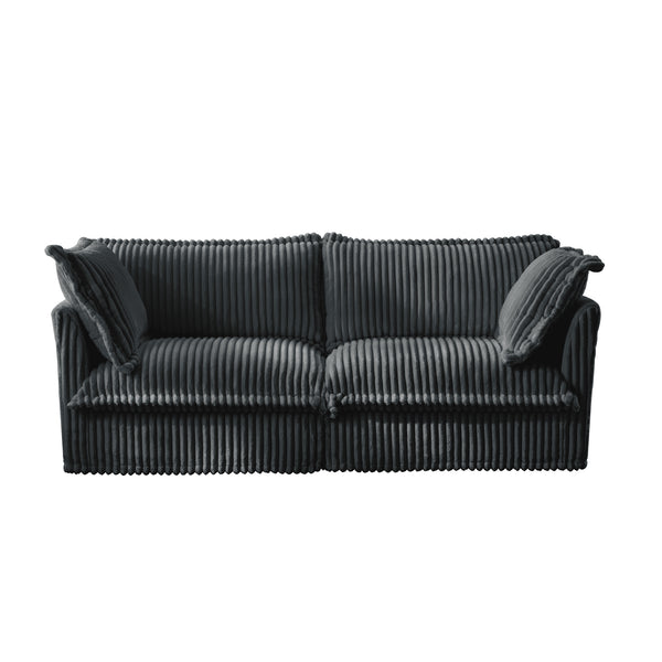 English Elm Modern Slipcovered 2-Seat Sofa Couch In Gray Corduroy – Stylish, Comfy, Easy-Care Design For Small Spaces W3041S00215