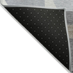 HomeRoots 5' Modern Taupe Gray and Ivory Geometric Washable Area Rug for Indoor and Outdoor Spaces 8' X 10' 618001