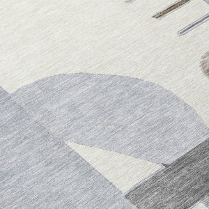 HomeRoots 5' Modern Taupe Gray and Ivory Geometric Washable Area Rug for Indoor and Outdoor Spaces 8' X 10' 618001