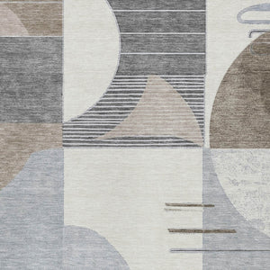 HomeRoots 9' X 12' Taupe Gray Geometric Area Rug - Stylish, Washable, Durable for Indoor & Outdoor Spaces 618002