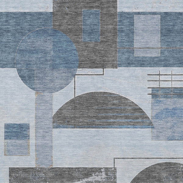 HomeRoots 5' Stylish Blue and Gray Geometric Area Rug for Indoor and Outdoor Spaces - Durable and Washable 8' X 10' 618013