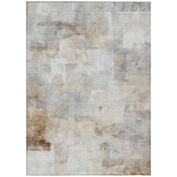 HomeRoots 5' Abstract Washable Indoor Outdoor Area Rug in Beige, Gray & Khaki - Durable & Stylish Comfort 5' X 8' 618077
