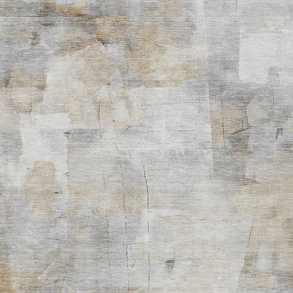 Homeroots 3' Abstract Washable Indoor Outdoor Area Rug - Stylish, Durable & Stain Resistant For Any Space Beige Polyester 618077