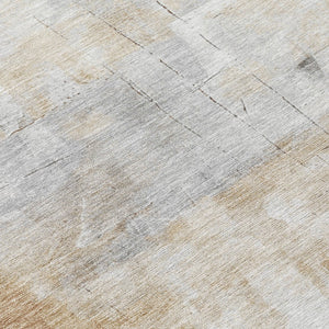 Homeroots 3' Abstract Washable Indoor Outdoor Area Rug - Stylish, Durable & Stain Resistant For Any Space Beige Polyester 618078