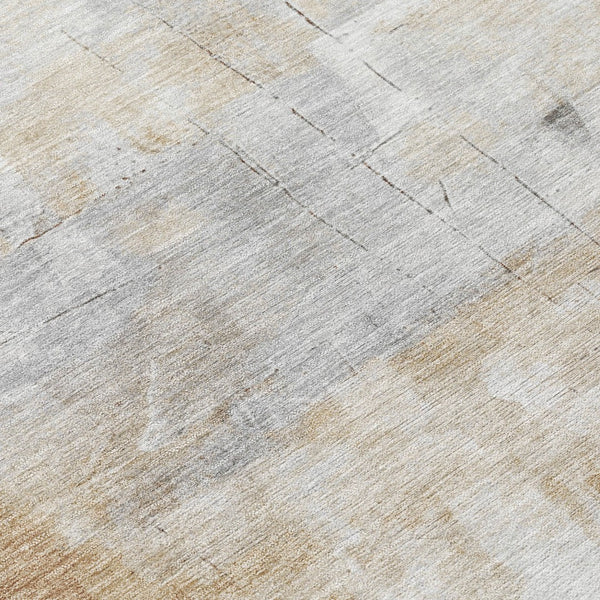 Homeroots 3' Abstract Washable Indoor Outdoor Area Rug - Stylish, Durable & Stain Resistant For Any Space Beige Polyester 618078