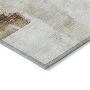 Homeroots 3' Abstract Washable Indoor Outdoor Area Rug - Stylish, Durable & Stain Resistant For Any Space Beige Polyester 618080