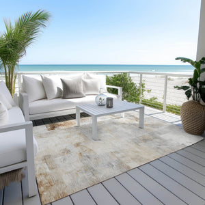 HomeRoots 5' Abstract Washable Indoor Outdoor Area Rug in Beige, Gray & Khaki - Durable & Stylish Comfort 10' X 14' 618081