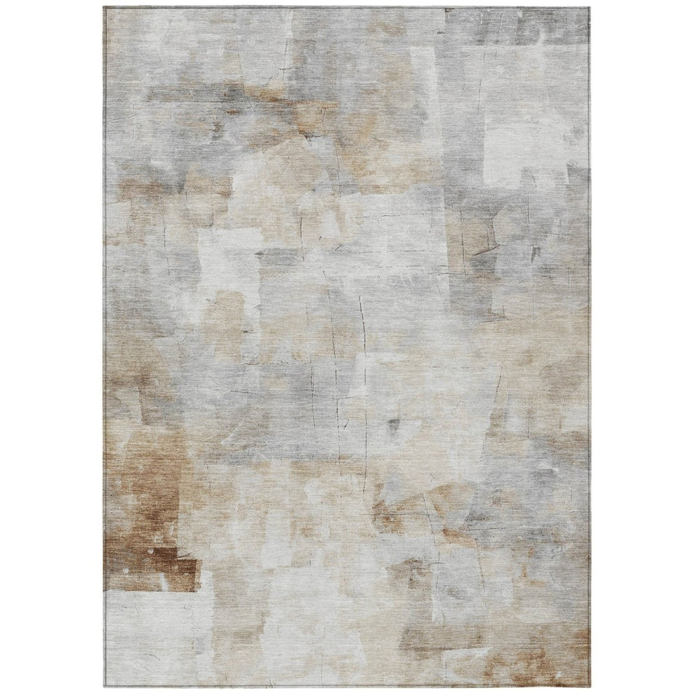 HomeRoots 5' Abstract Washable Indoor Outdoor Area Rug in Beige, Gray & Khaki - Durable & Stylish Comfort 10' X 14' 618081