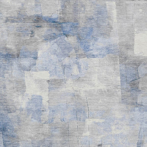 HomeRoots 5' Stylish Denim Blue, Gray & Ivory Abstract Indoor/Outdoor Area Rug - Machine Washable & Durable 5' X 8' 618083