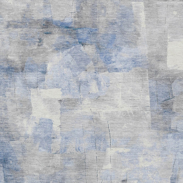 HomeRoots 5' Stylish Denim Blue, Gray & Ivory Abstract Indoor/Outdoor Area Rug - Machine Washable & Durable 5' X 8' 618083