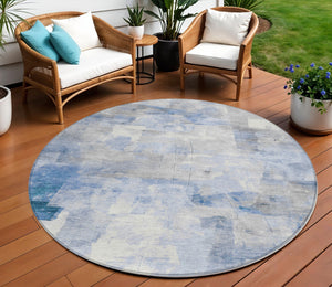 Homeroots 3' Abstract Washable Indoor Outdoor Area Rug - Stylish, Durable & Stain Resistant For Any Space Denim Polyester 618084
