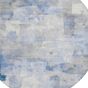 Homeroots 3' Abstract Washable Indoor Outdoor Area Rug - Stylish, Durable & Stain Resistant For Any Space Denim Polyester 618084