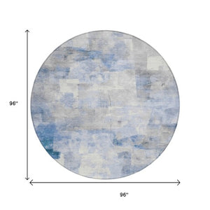 Homeroots 3' Abstract Washable Indoor Outdoor Area Rug - Stylish, Durable & Stain Resistant For Any Space Denim Polyester 618084